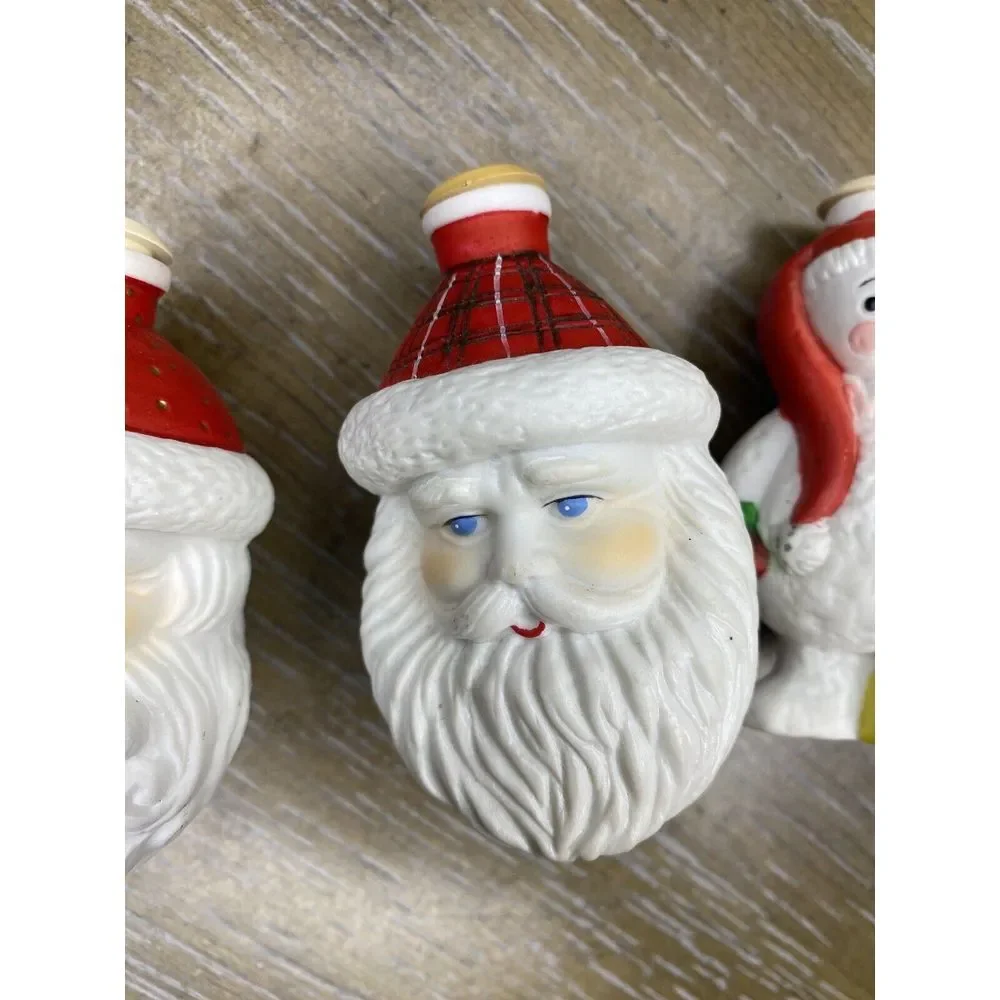 3‎ Old World Porcelain Christmas Light Covers Santa Snowman Skiing